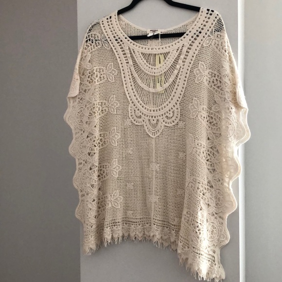 Miss Kelly Ivory Crochet Boho Poncho/Shall S/M - Picture 3 of 8